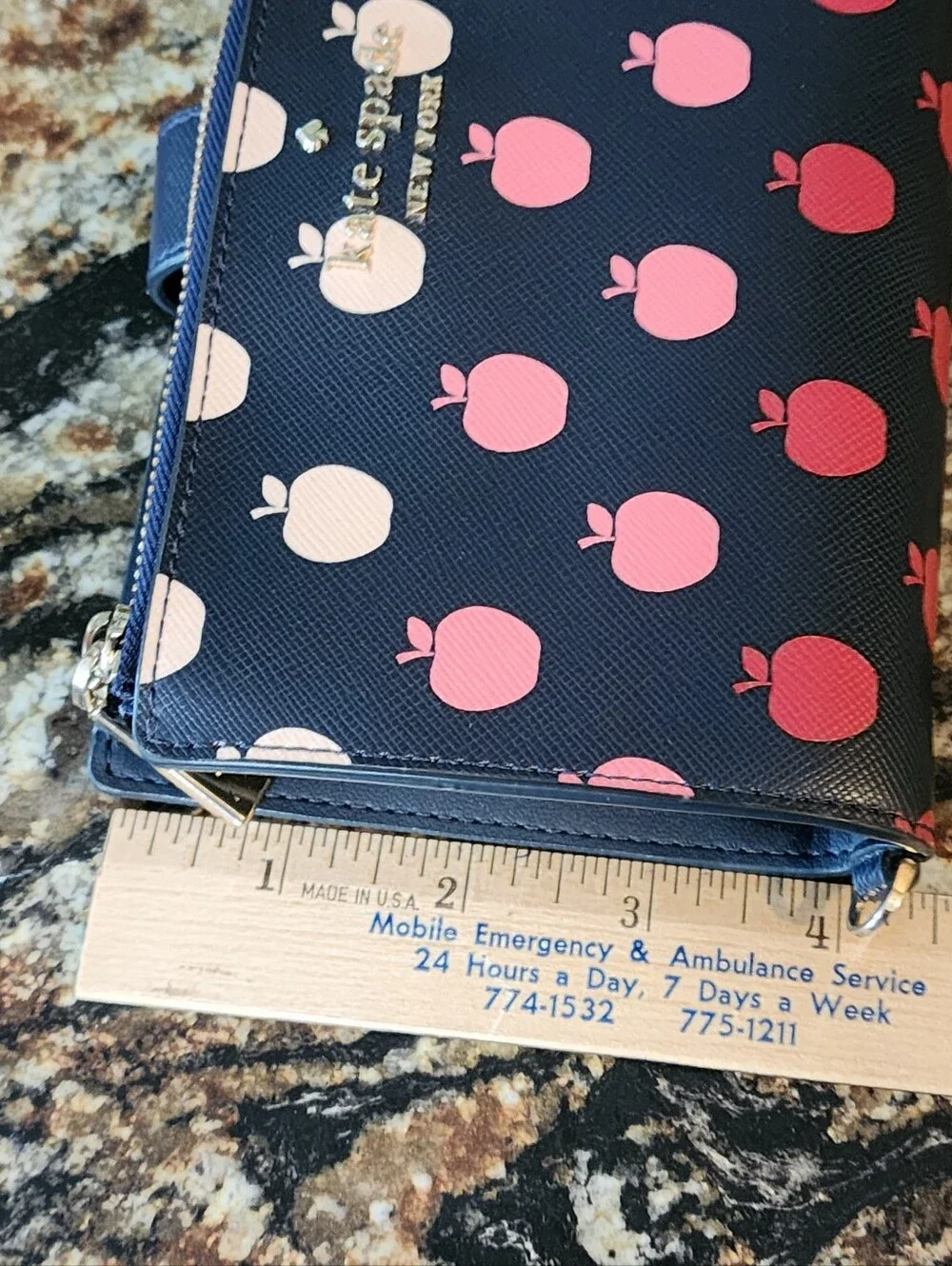 KATE SPADE Apple Wallet  Large Red Pink Continental  Multi Compartment EUC Navy